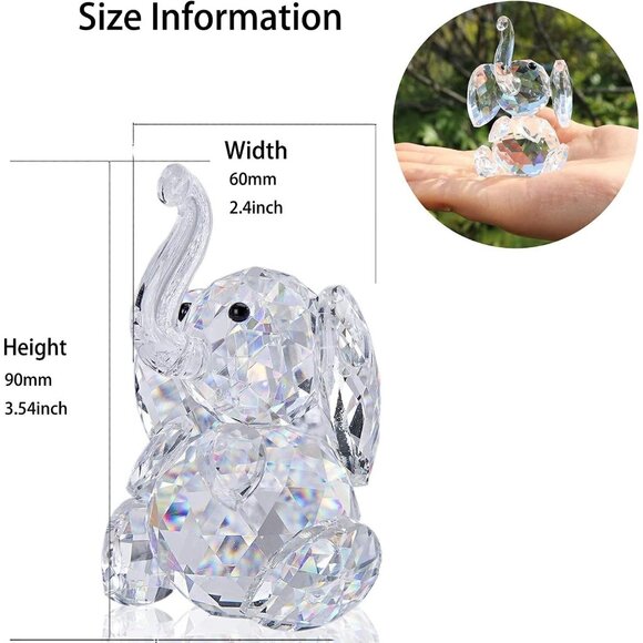 Sparkling Crystal Elephant Figurine with Rainbow Reflection for Home Decor - Picture 6 of 9